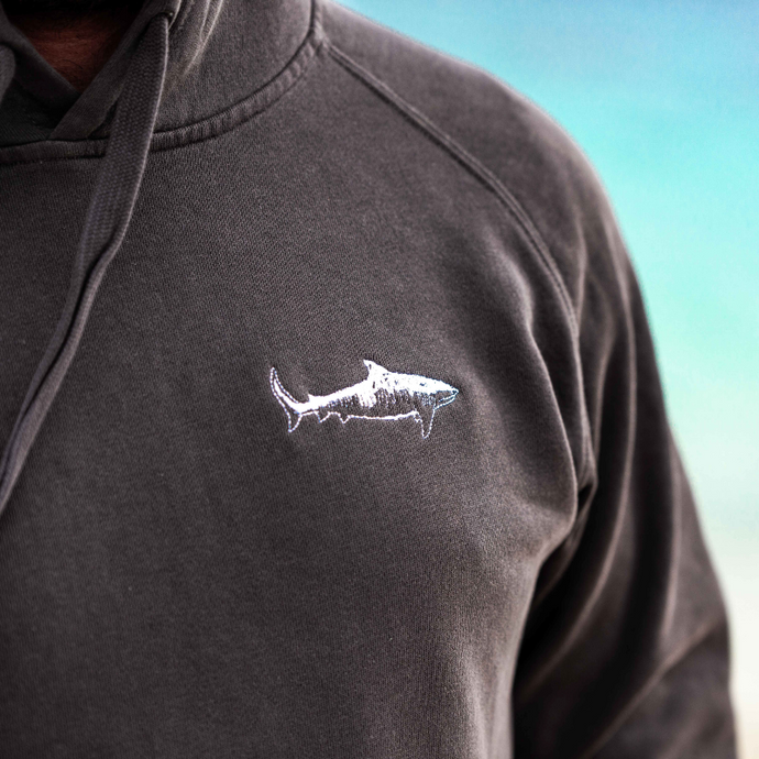 Protect What You Love Faded Black Charcoal Tiger Shark Hoodie