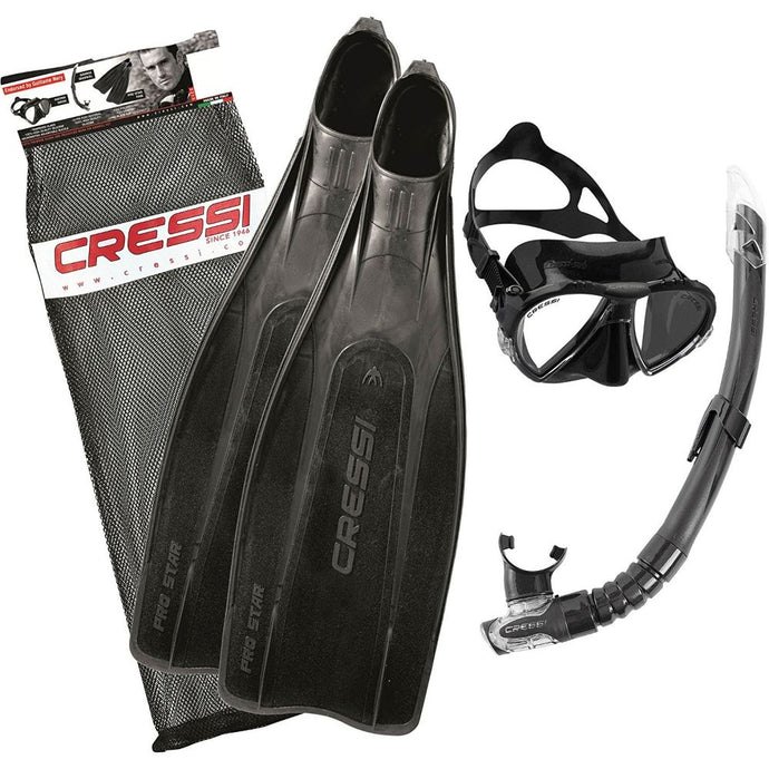 Cressi Pro Star Mask, Snorkel and Fin Set