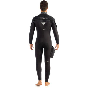 Cressi Ice Man Wetsuit 7mm semidry suit with hood and pocket back view