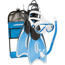 Load image into Gallery viewer, Cressi Mini Junior Palau Mask Snorkel and Fin Set Blue

