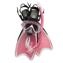Load image into Gallery viewer, Cressi Mini Junior Palau Mask Snorkel and Fin Set Pink
